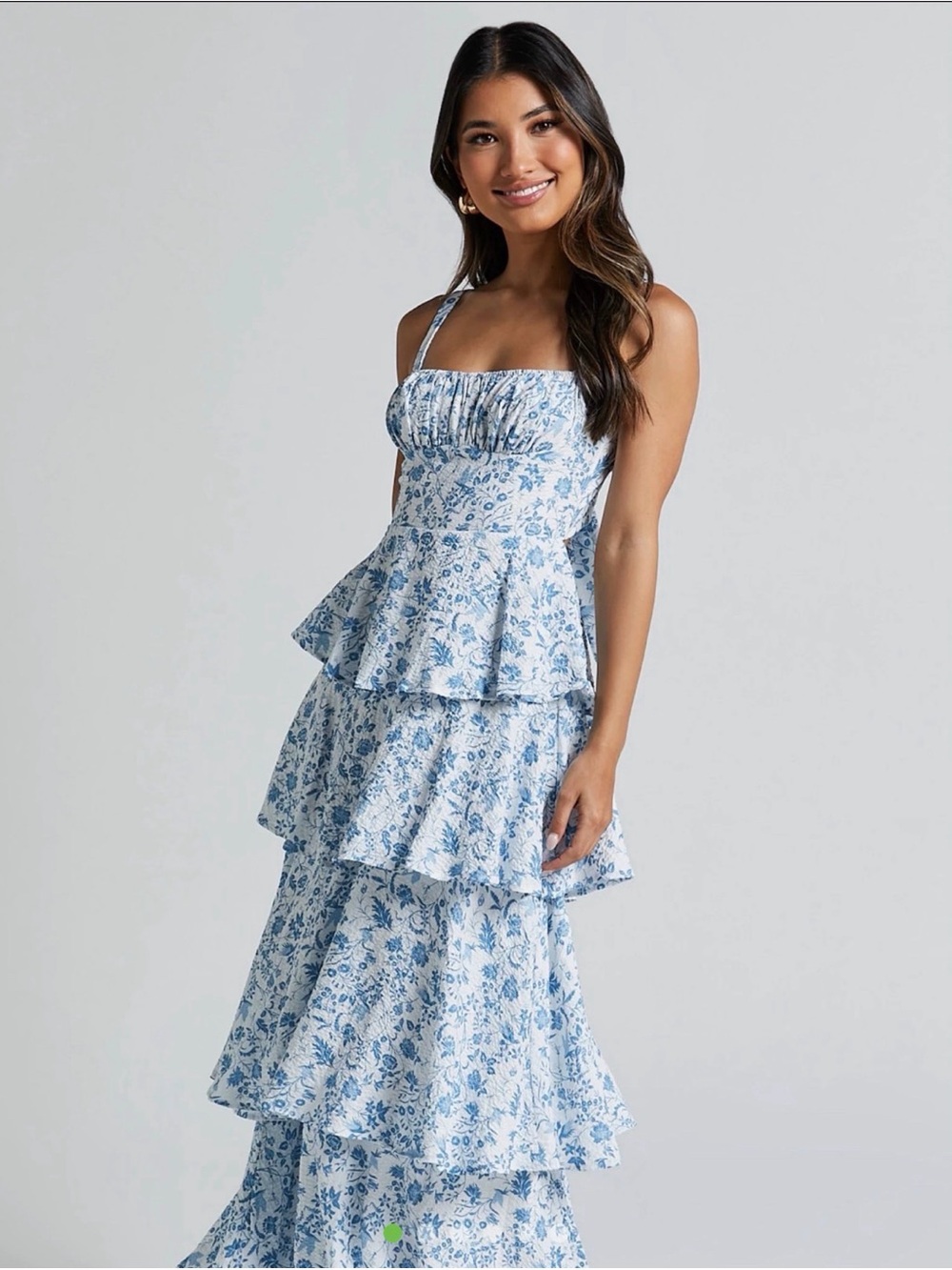 Showpo Tiered Blue Floral Maxi Dress - Women
